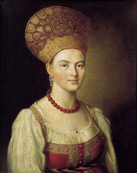 unknow artist Portrait of an Unknown Woman in Russian Costume oil painting picture